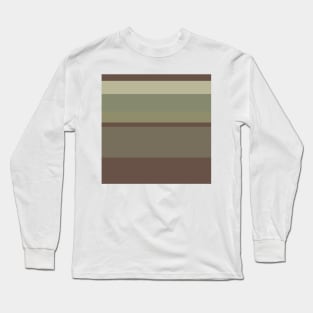 A prodigious compound of Quincy, Pastel Brown, Camouflage Green, Sage and Artichoke stripes. Long Sleeve T-Shirt